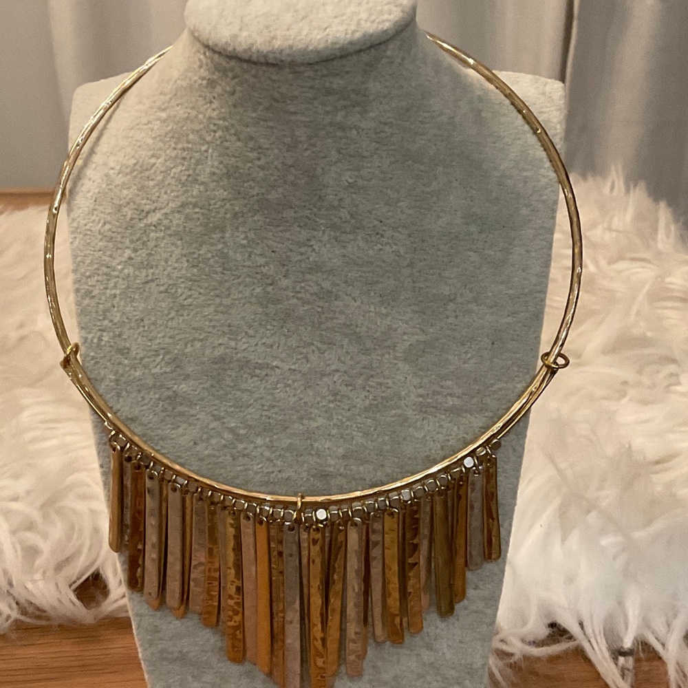Robert Lee Morris Modern Gold and Silver Tone Fringe Necklace